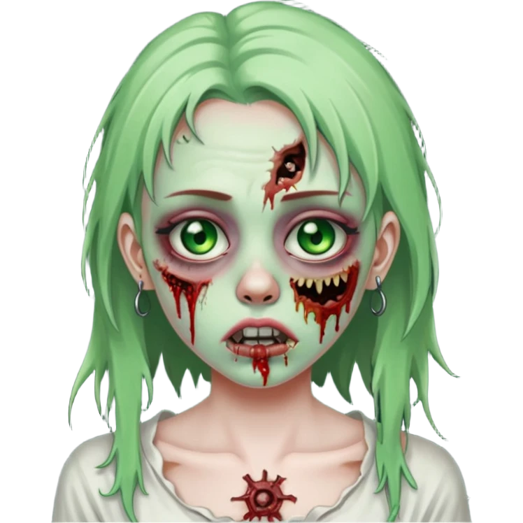 Zombie girl with a septum piercing emoji