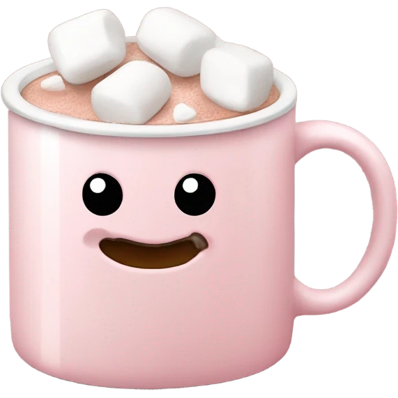 Light Pink mug of hot chocolate with marshmallows  emoji
