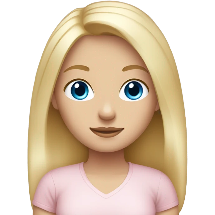 Blue eyed blonde white girl in light pink shirt emoji