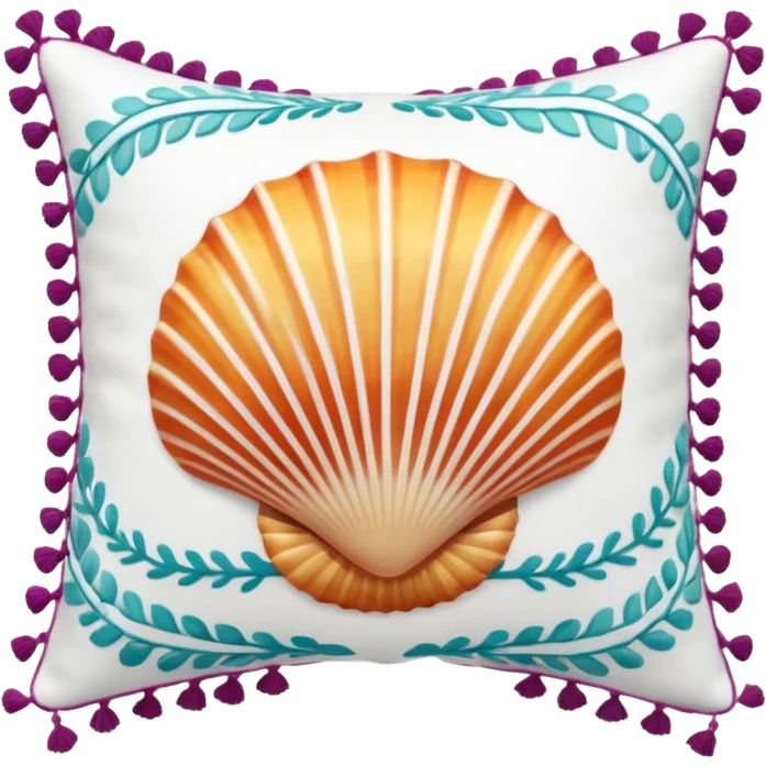 Seashells patterned pillow with tassels emoji