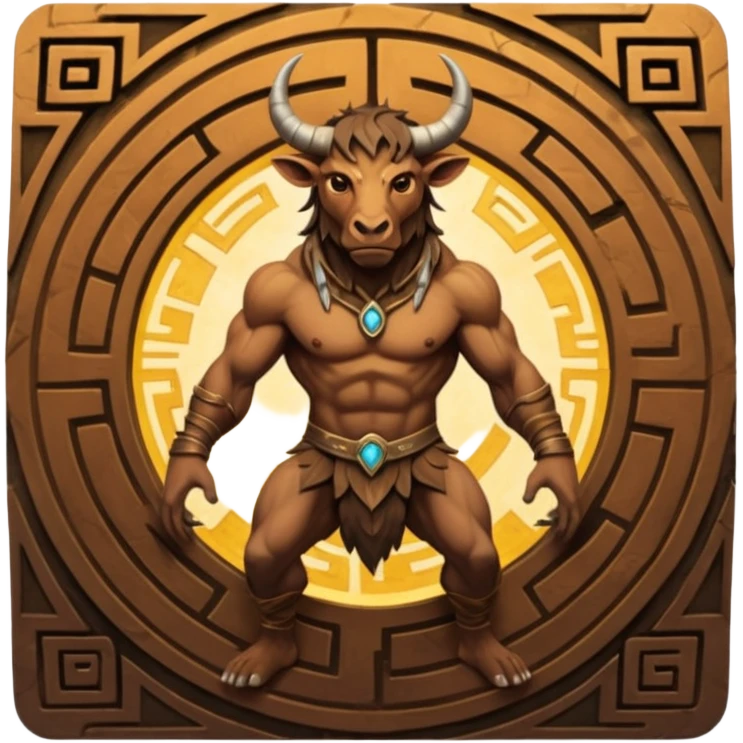 solarpunk style, oil paint - skinny The Minotaur lurks in the middle of the labyrinth emoji