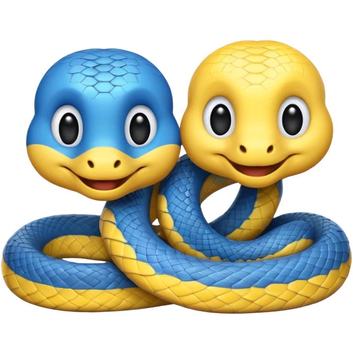 Cute emoji inspired by the Python programming language, incorporating the blue and yellow intertwined snakes from the logo emoji
