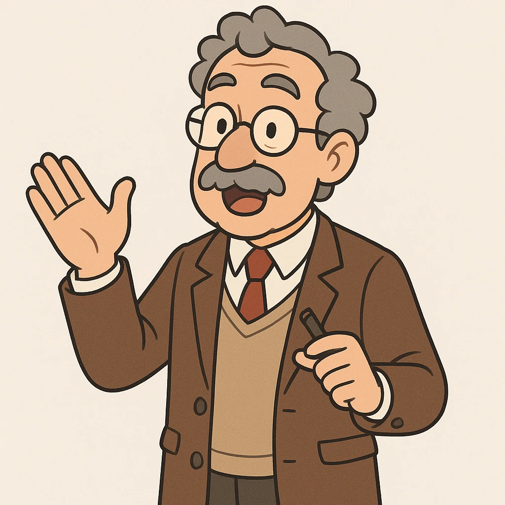 animated expression, explaining professor with hand gesture, clear background emoji