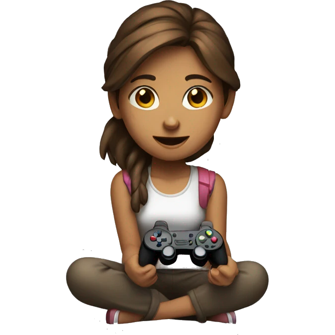 Brown haired girl playing videogames emoji