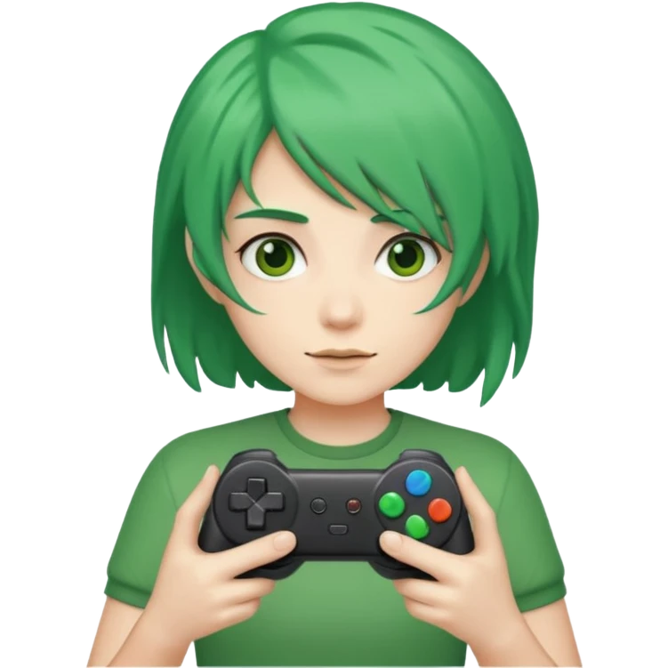 colored green hair gamer game pad controller emoji