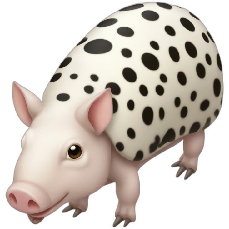 White pig armadillo cow centipede insect with black spots emoji