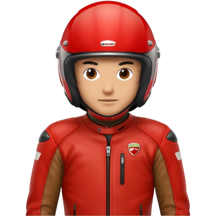 biker with red ducati full face helmet and red ducati suit emoji