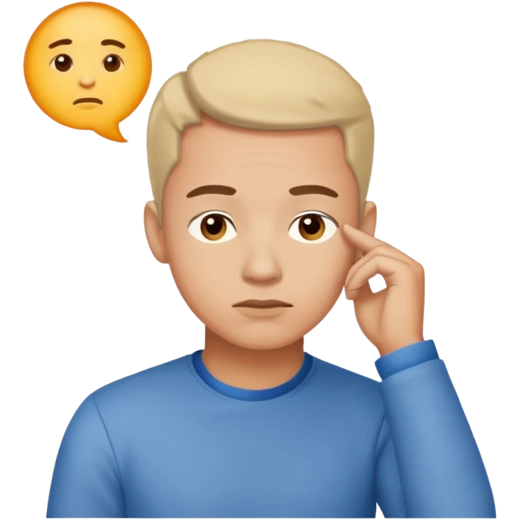 man in thinking pose looking top right up emoji