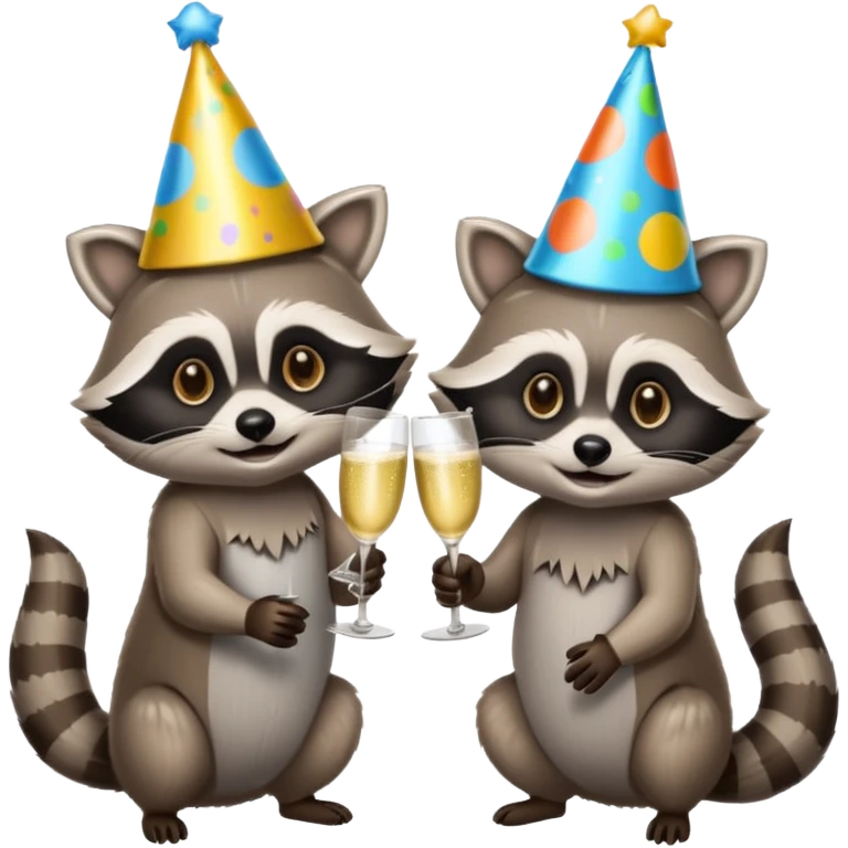 Two raccoons at a party drinking  emoji