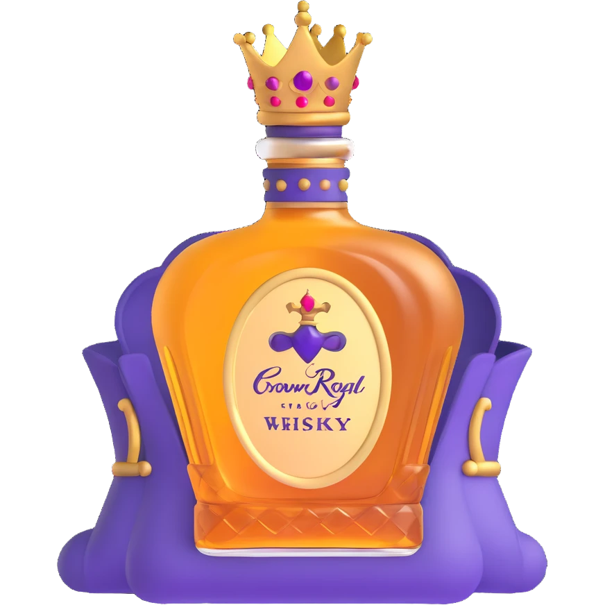 Crown Royal whisky bottle with purple bag and gold crown emoji
