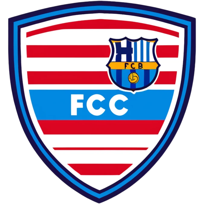 FC Barcelona logo, shield with blue and red stripes, football club emblem emoji