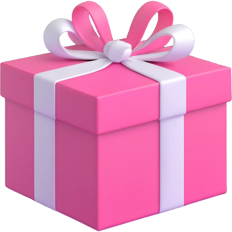 gift box, pink with white ribbon emoji