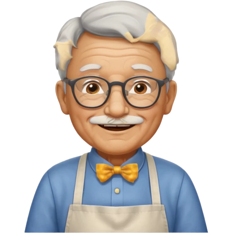 grandpa with apron, wearing glasses, focus status emoji