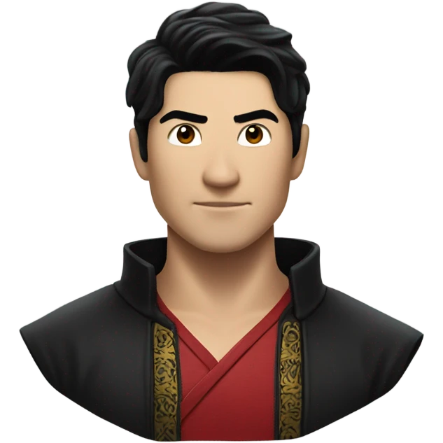 White guy with black hair in front of Shang-chi emoji