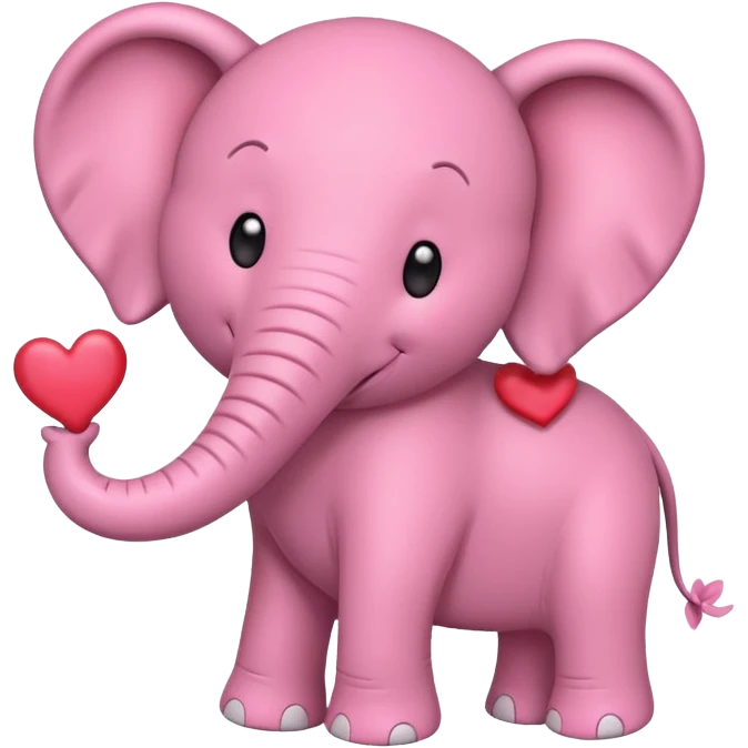 une éléphant rose amoureux avec des coeurs emoji
