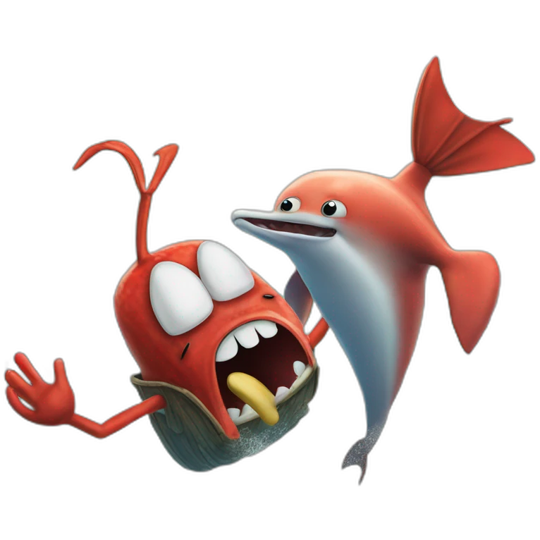 mr krabs punching a dolphin emoji