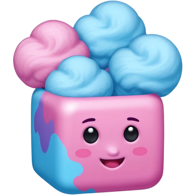 Cubed cotton candy in the order of cyan, blue, pink, and purple. emoji