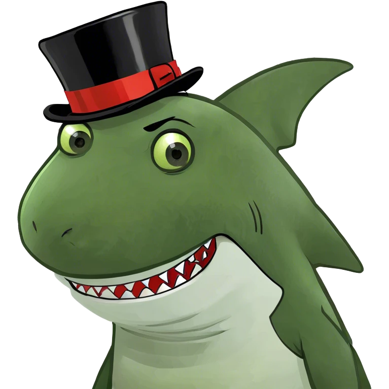 Shark with a top hat emoji