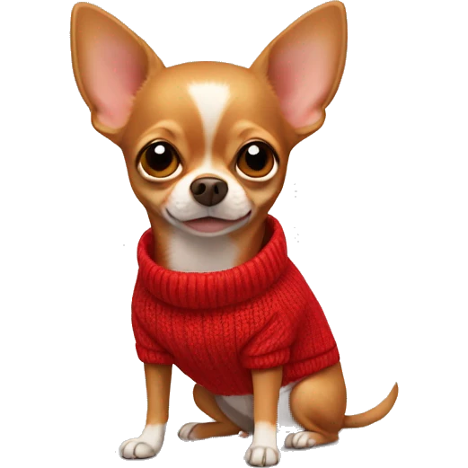 A red-haired chihuahua in a red sweater emoji