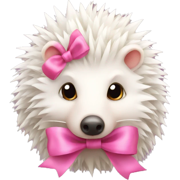 White hedgehog with pink nose and ribbon  emoji