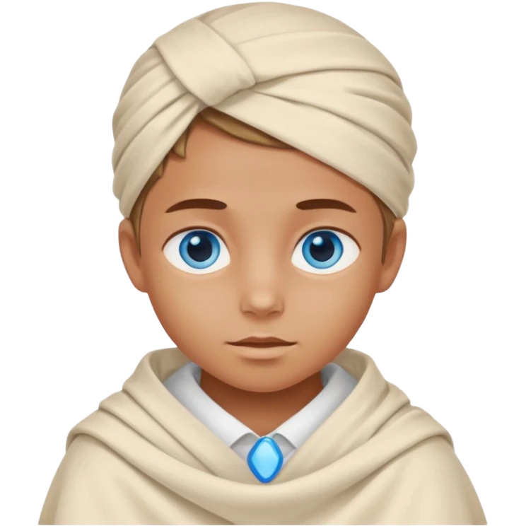 blue eyed desert kid cowered with creme cloth emoji