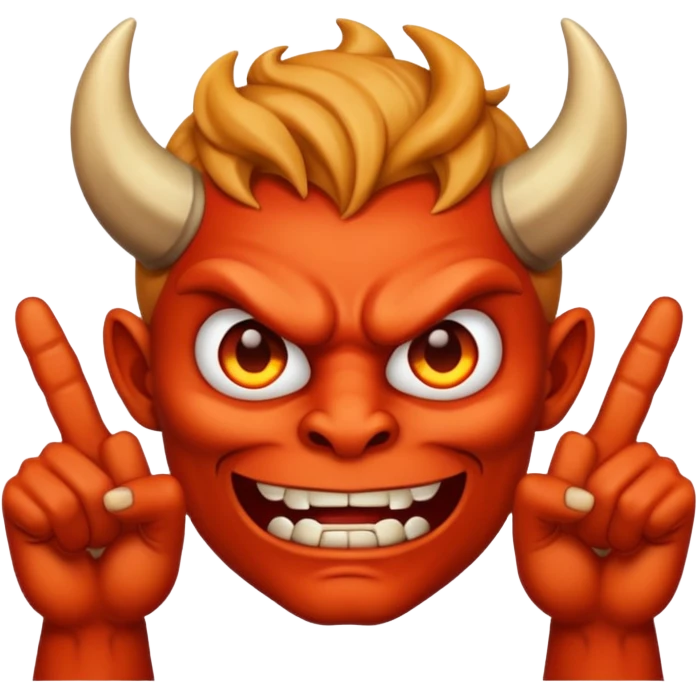 A demon with 2 hands and the hands are middle fingers emoji