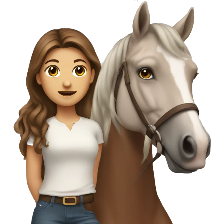 Girl with brown hair on a horse emoji