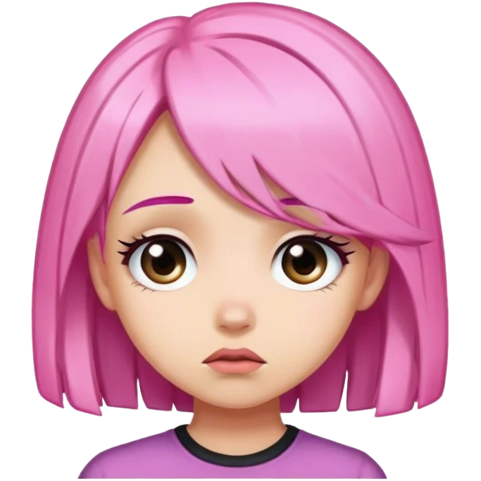 Girl with black and pink hair embarrassed  emoji