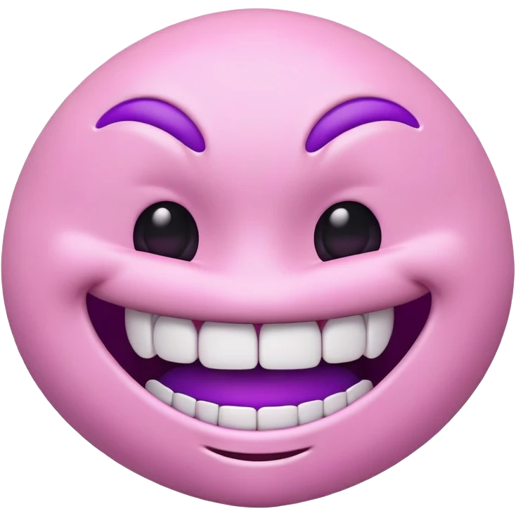 3D emoji of an awkward smile face with clenched teeth, soft pink/purple color palette, expressive emoji