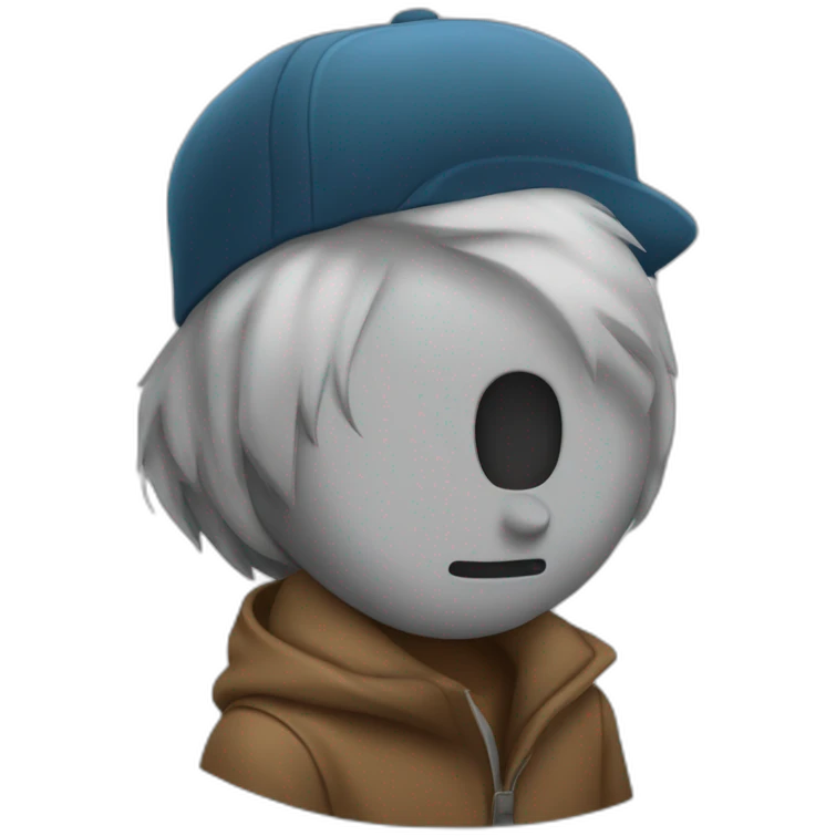 grey hat boy staring intensely emoji