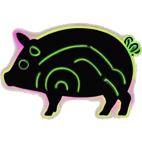 Neon Graffiti patterns on a black pig armadillo  emoji