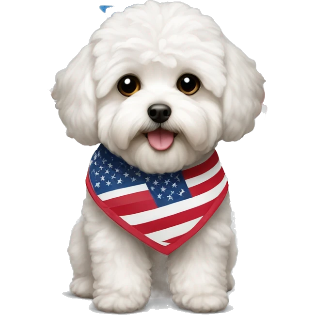 Maltipoo wearing American flag emoji