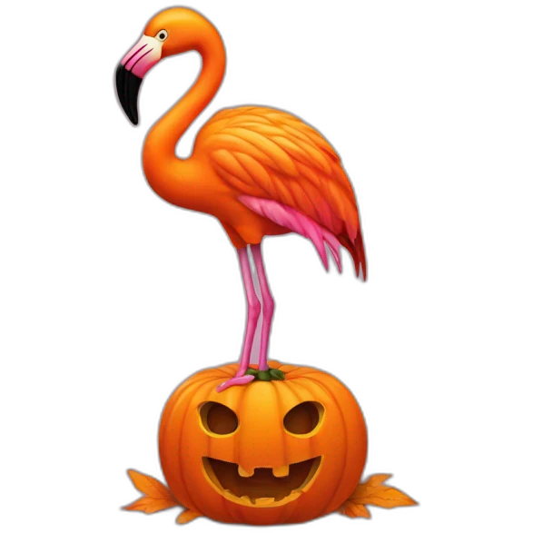 Jack-o-lantern flamingo emoji