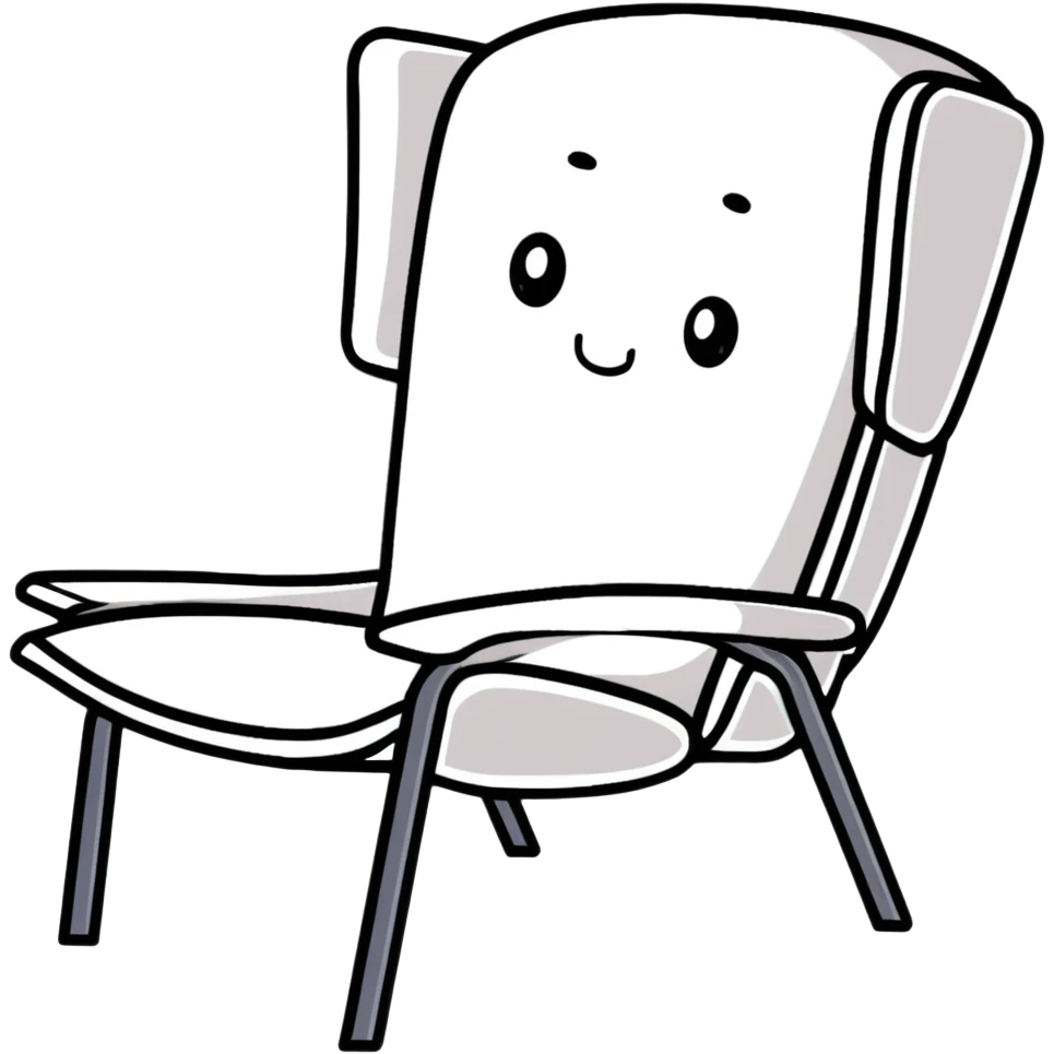 friendly cartoon chair with open arms, inviting someone to sit emoji