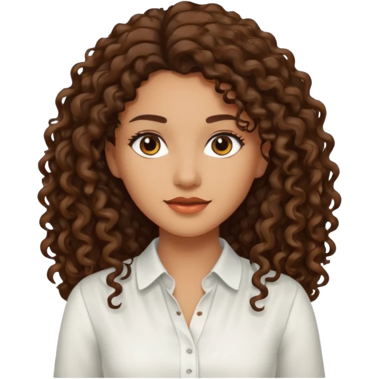 Woman light brown skin long dark curly hair emoji