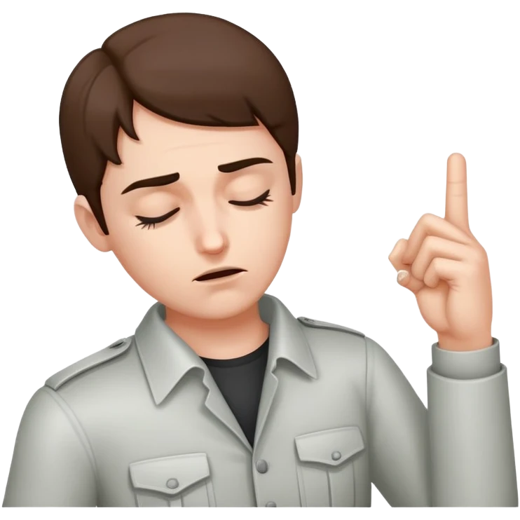 Person pointing gun fingers at the head and closing eyes  emoji
