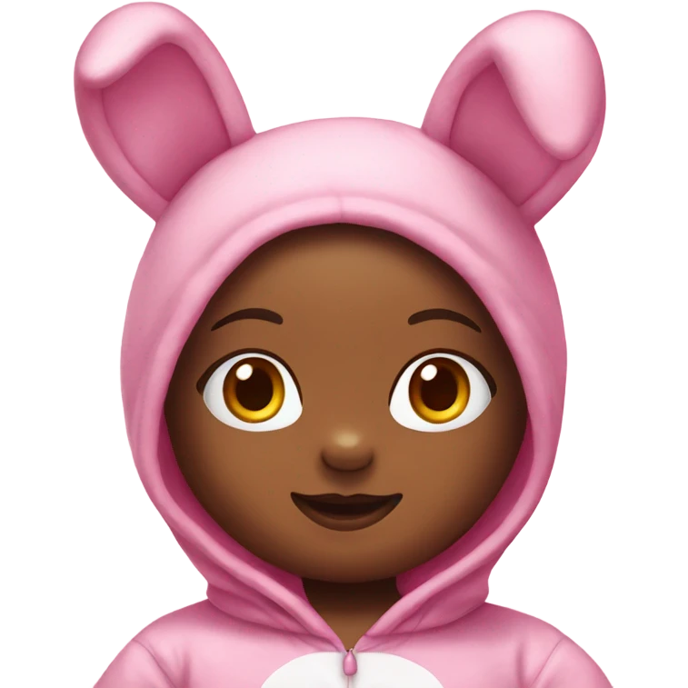 Hello kitty Wearing a pink bunny onesie  emoji