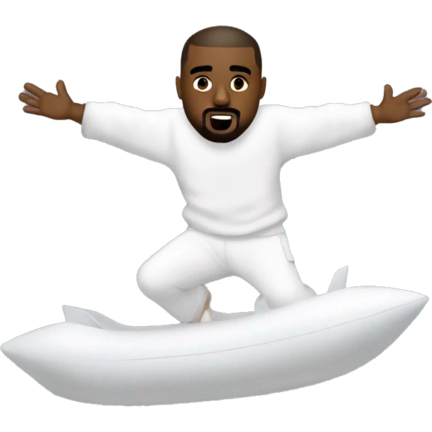 kanye west floating in the air wearing all white ￼ emoji