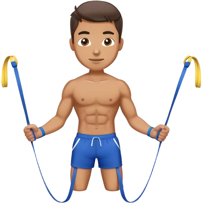 fit man with blue shorts resistance bands exercises emoji
