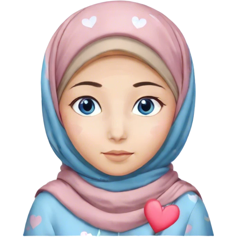 Turkish beautiful finish Konya girl blue eyes with hijab and pastel hearts dress emoji