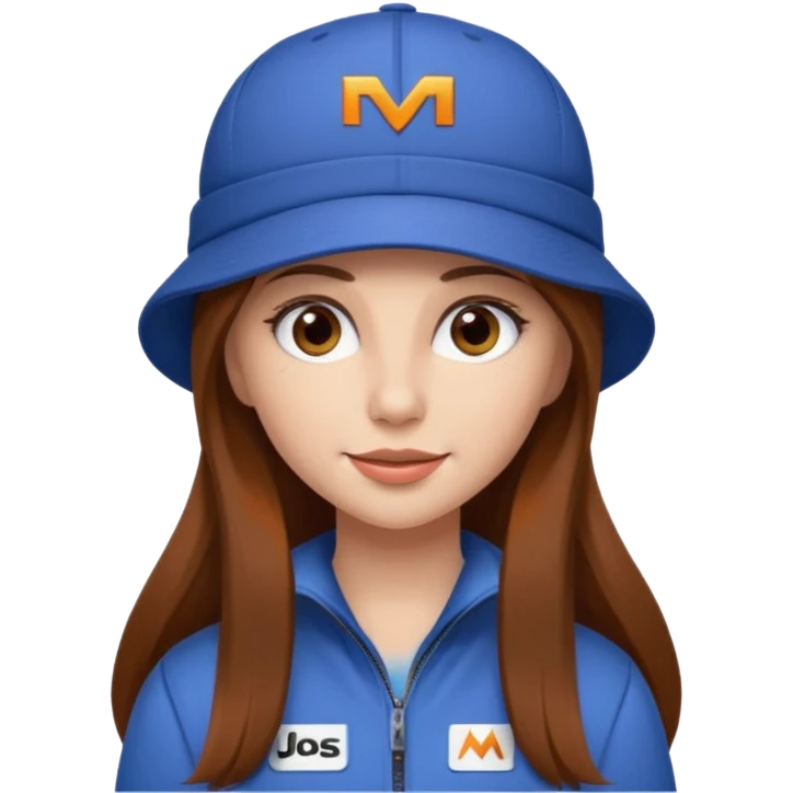 dziewczyna w długich brązowych włosach z czapką mclarena f1 emoji