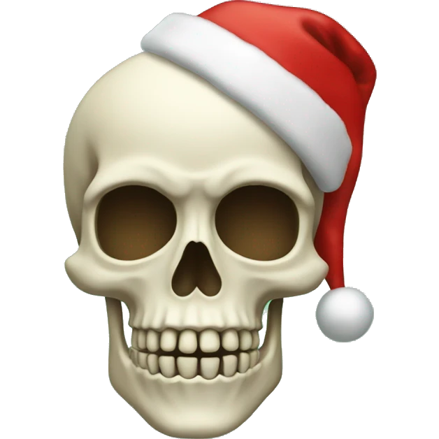 skeleton head with christmas head emoji