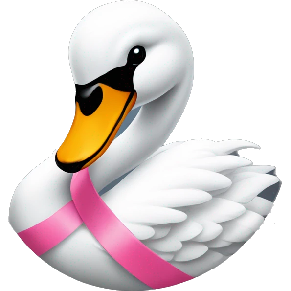 Swan with pink ribbon around its neck  emoji