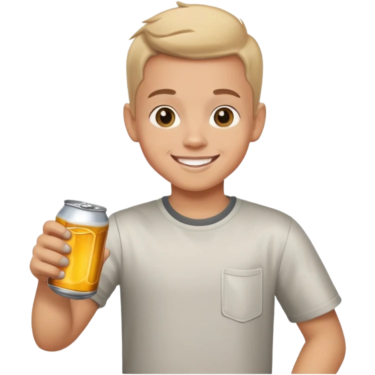 smiling boy with beer can emoji