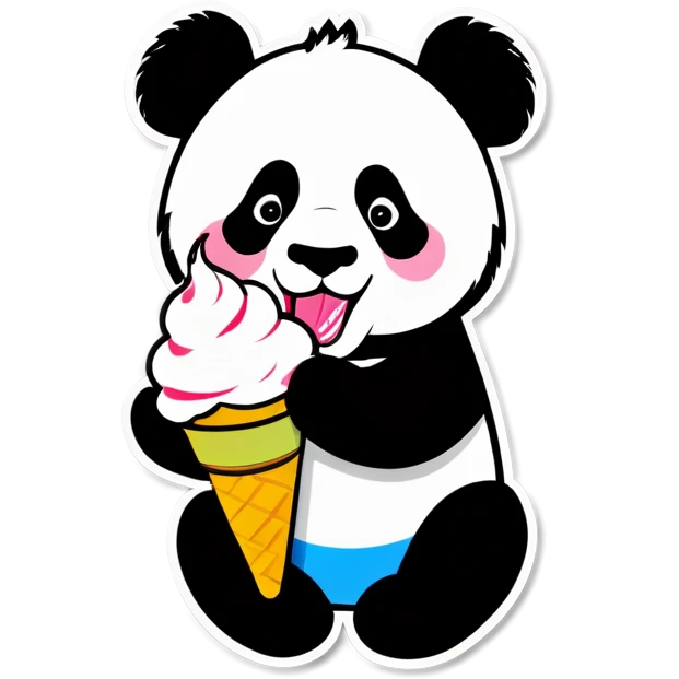 Panda eating ice cream emoji