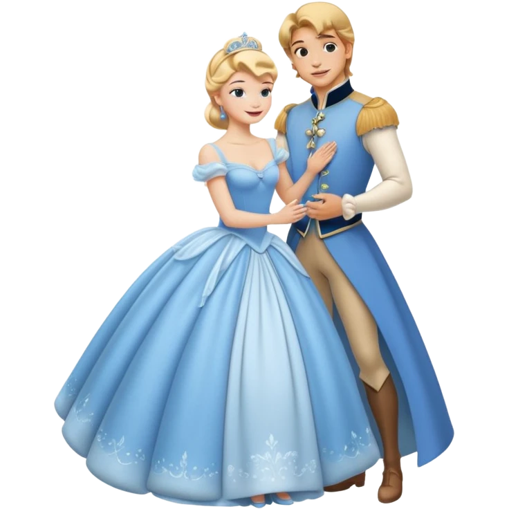 Fairy tale Cinderella, the prince embraces Cinderella emoji