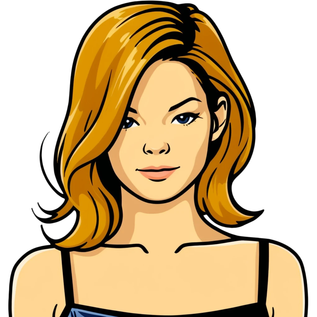 Michelle Monaghan with honey blonde hair on Christmas holiday emoji