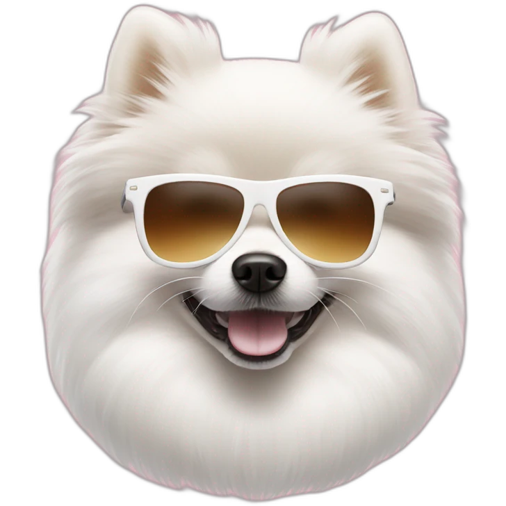 White pomeranian with sunglasses emoji
