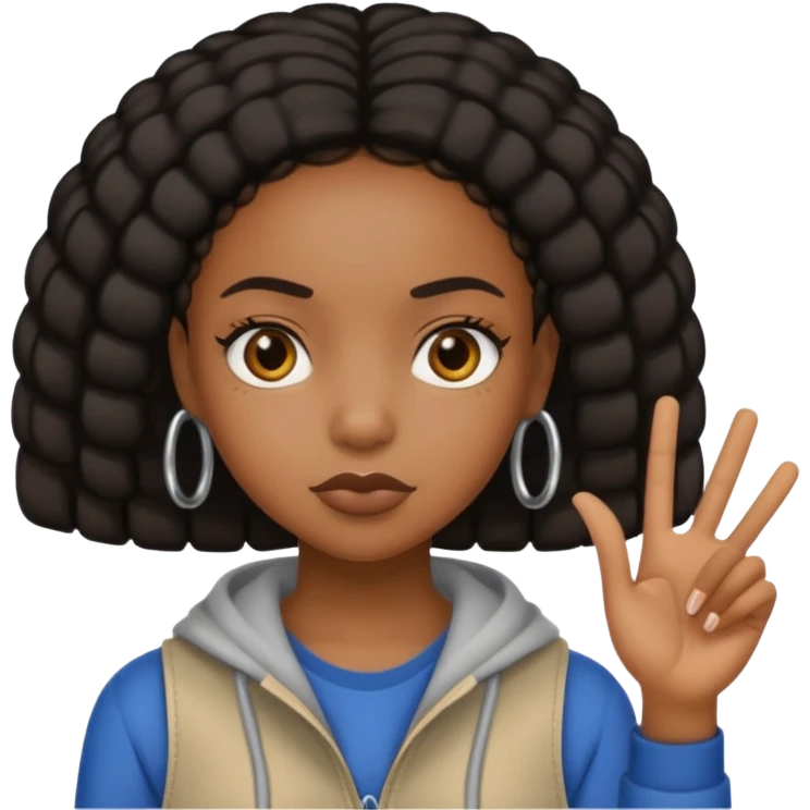 A black girl with streetware style say no emoji