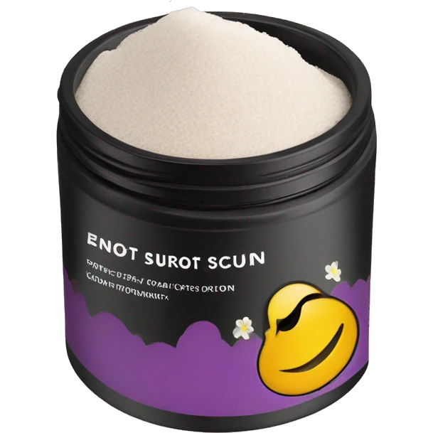 body scrub pot with label emoji